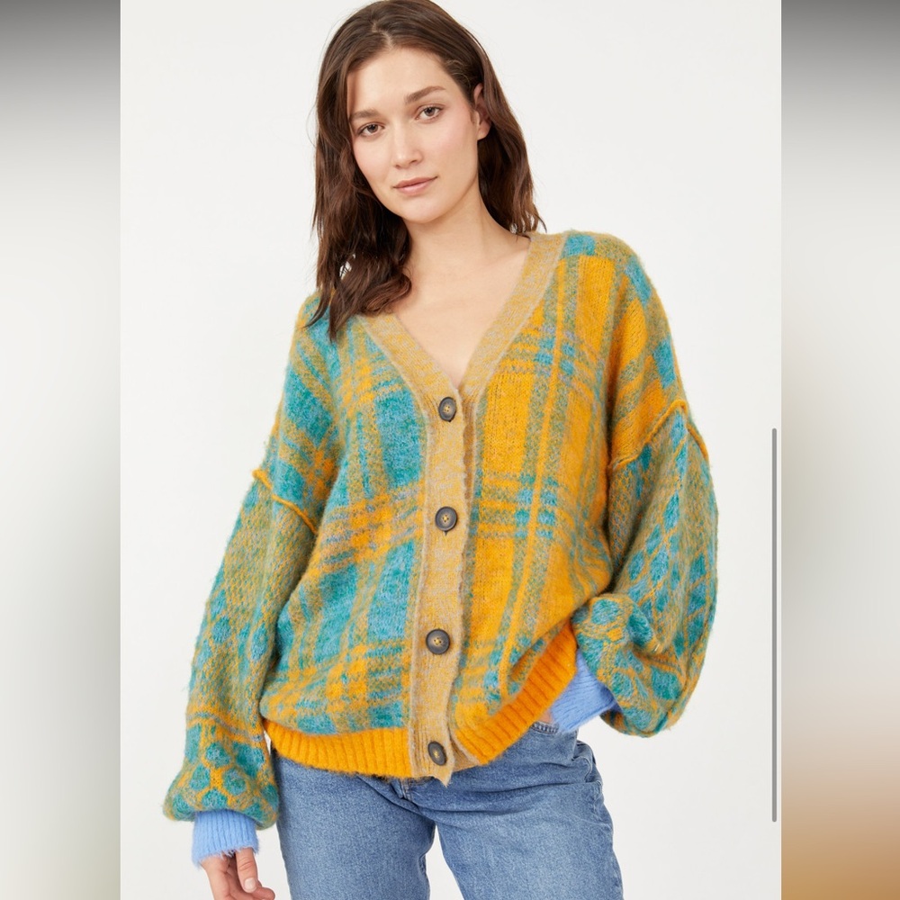 Free people Plaid Button-Up Women Sweater